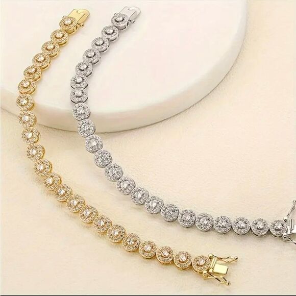 OVAL DIAMOND TENNIS SILVER BRACELET - Picture 3 of 3